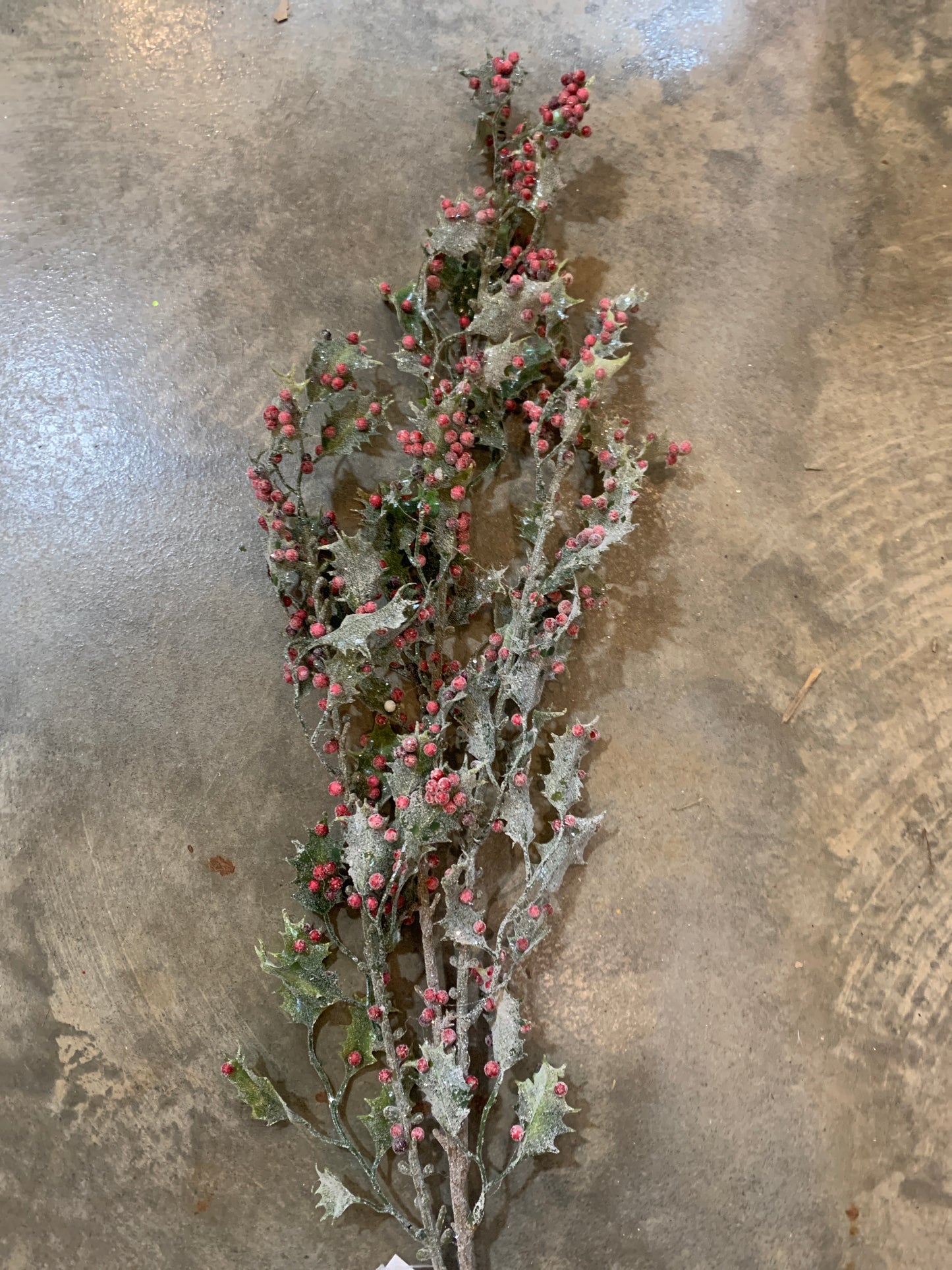38in Glitter Holly w/Red Berries