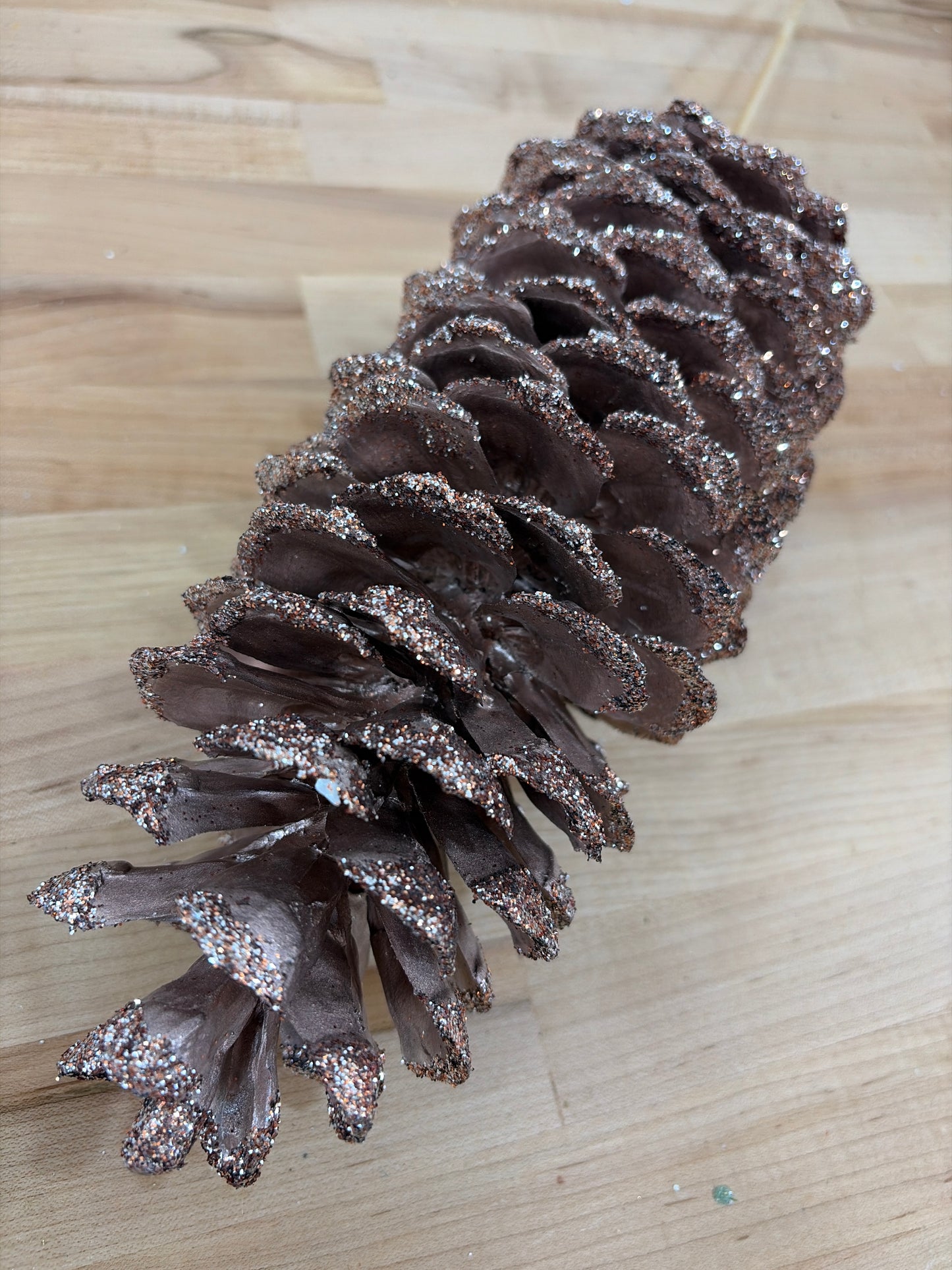 10in Metallic Glitter Sugar Cone DARK CHAMPAGNE Winter Woods