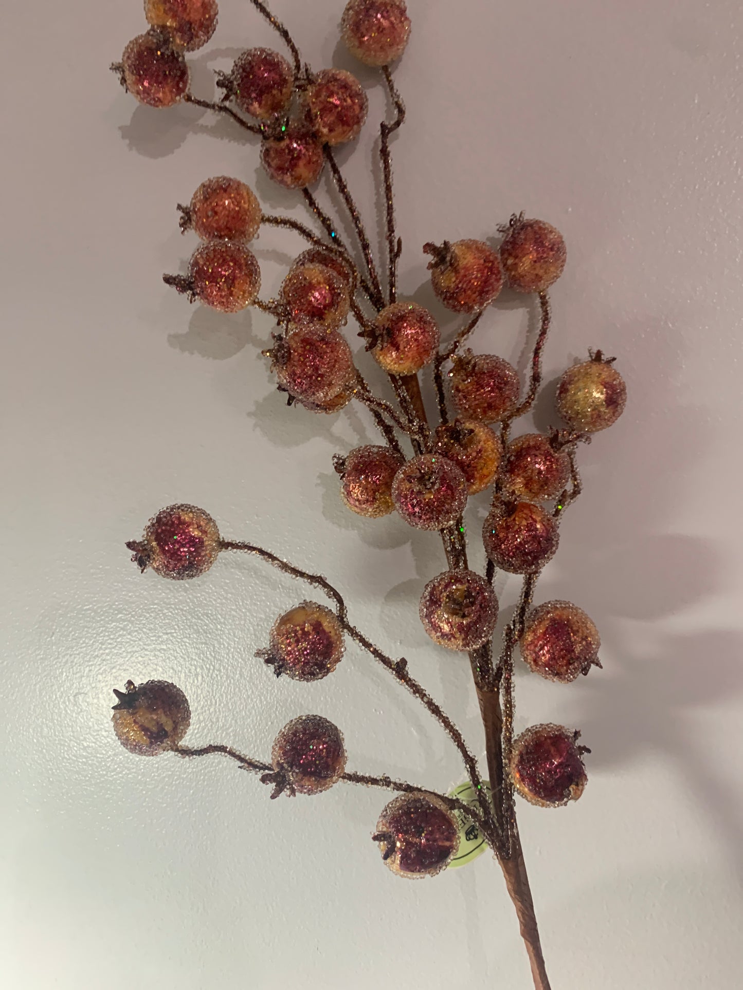 27in Beaded Pomegranate Branch BURG/GOLD