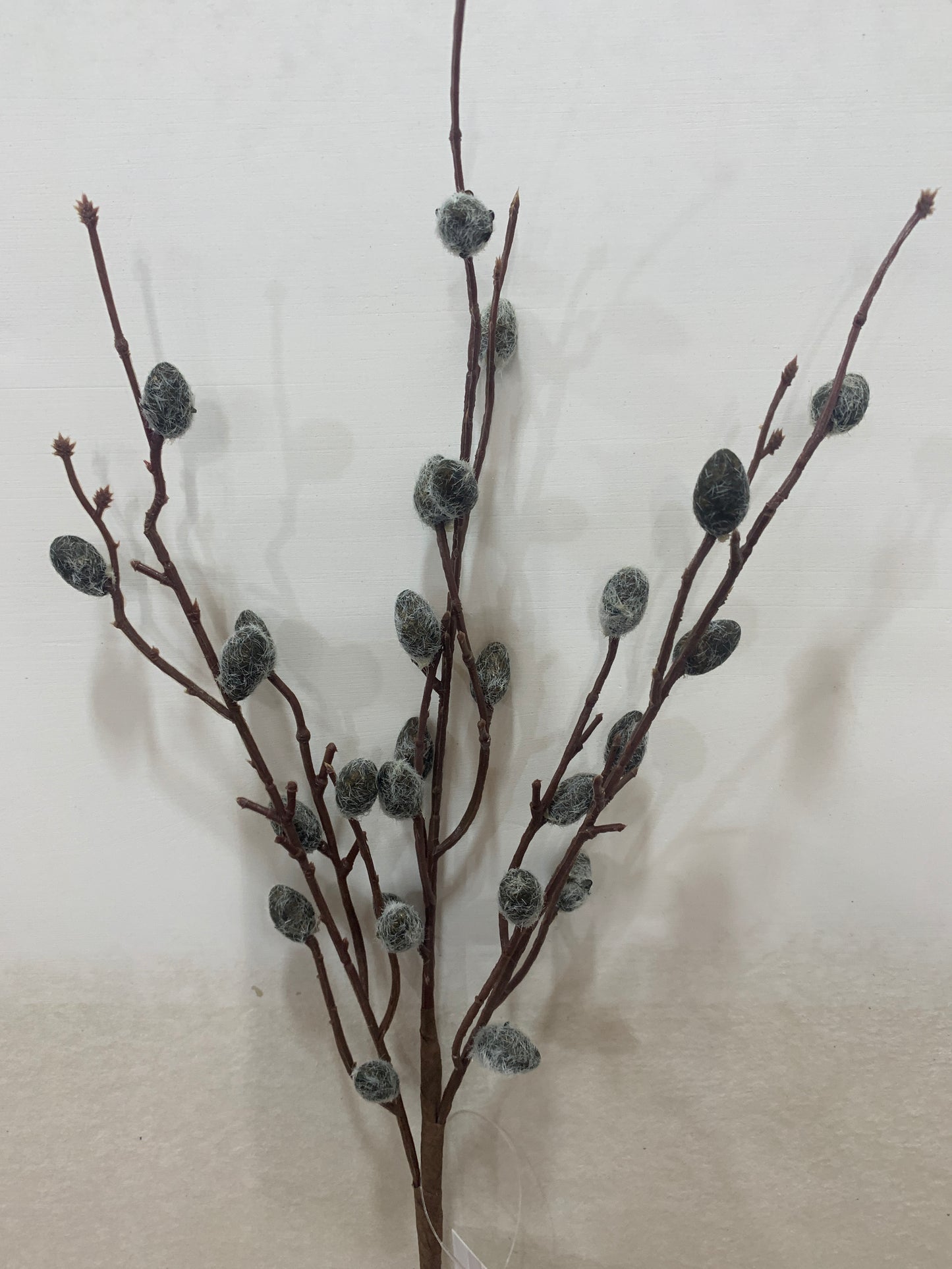 19in Dark Green Fuzzy Pussy Willow Spray