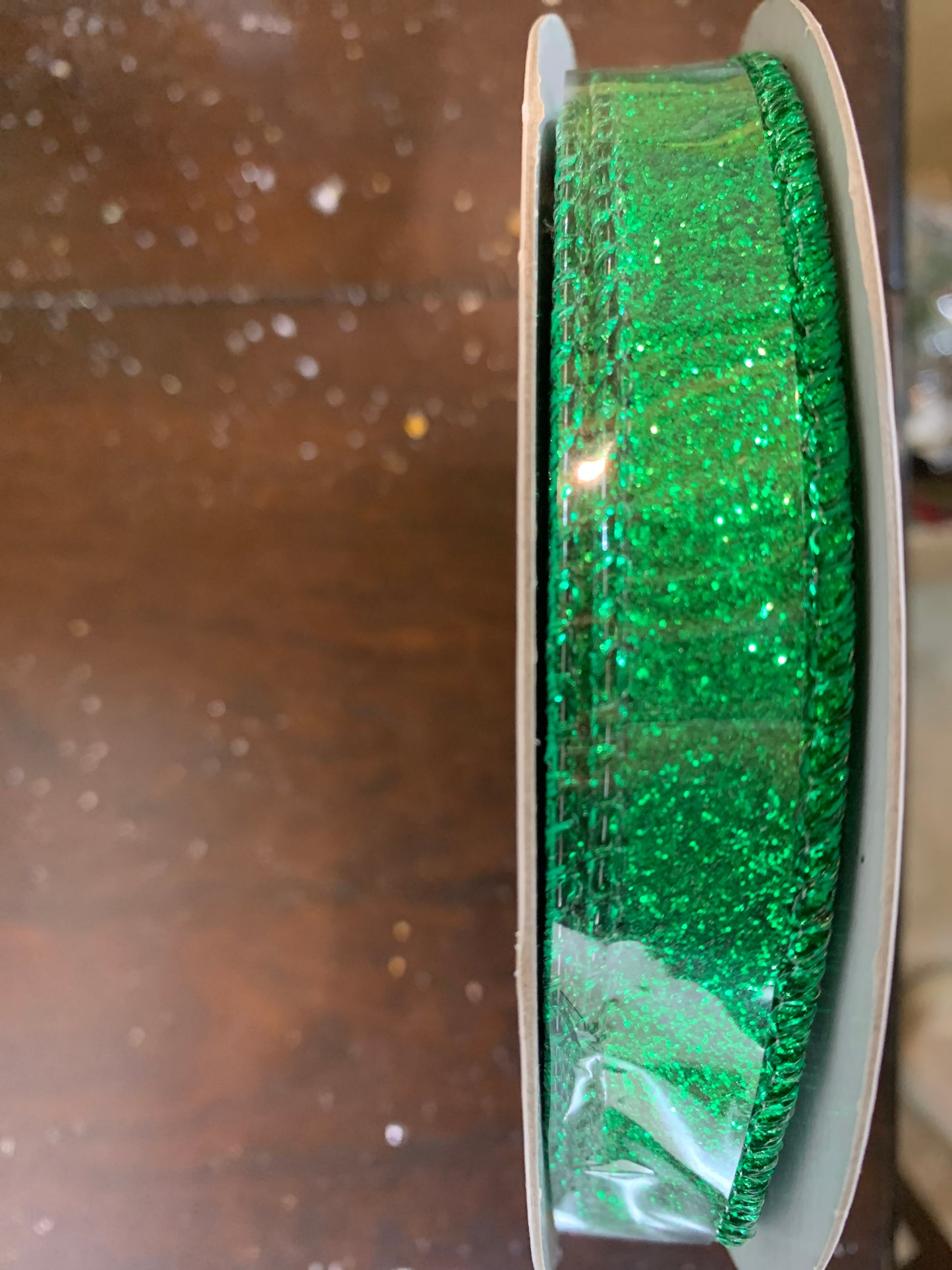 5/8in 25YARDS Glitter Lame EMERALD