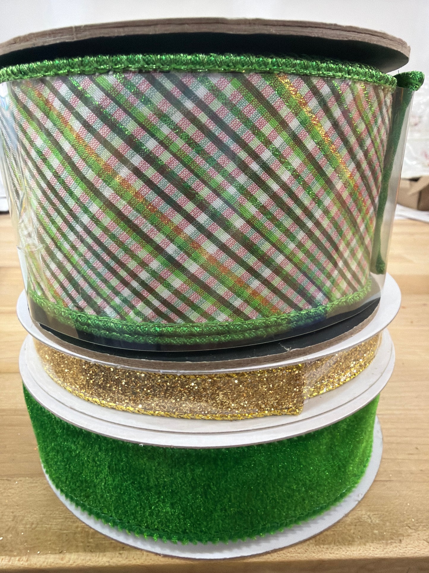 3pc Green Gold Diagonal Ribbon Bundle Brian Lane Designs