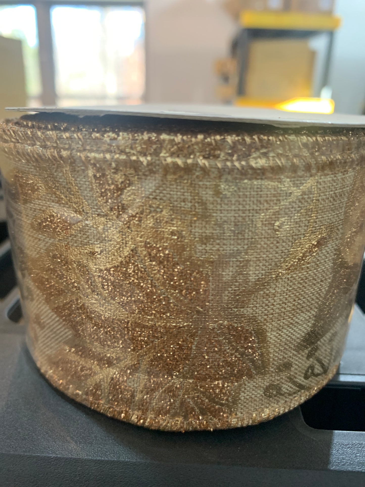 2.5in GOLD Leaves Ribbon