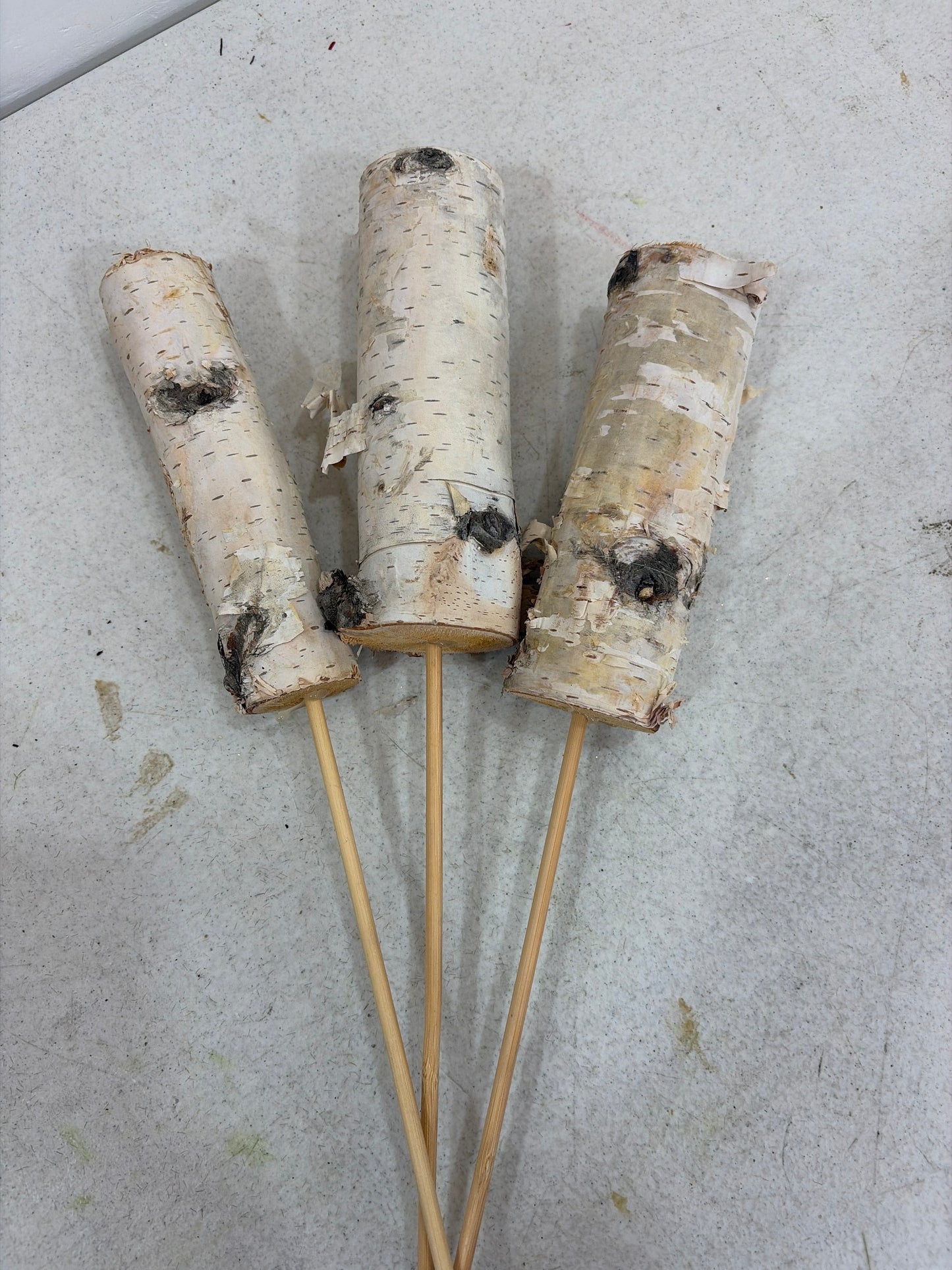 3pc SET - 6in Birch Mini Logs Winter Woods