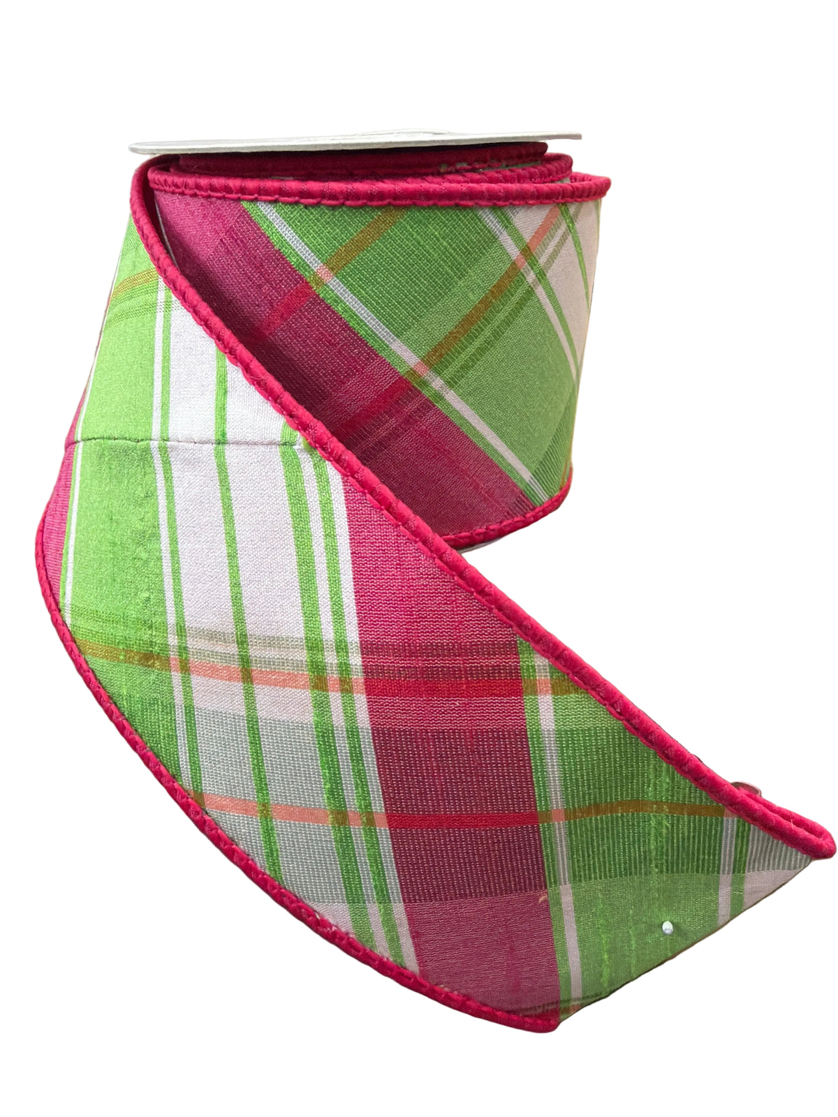 5YDx2.5in Hot Pink/Line Plaid Designer Ribbon LUXE
