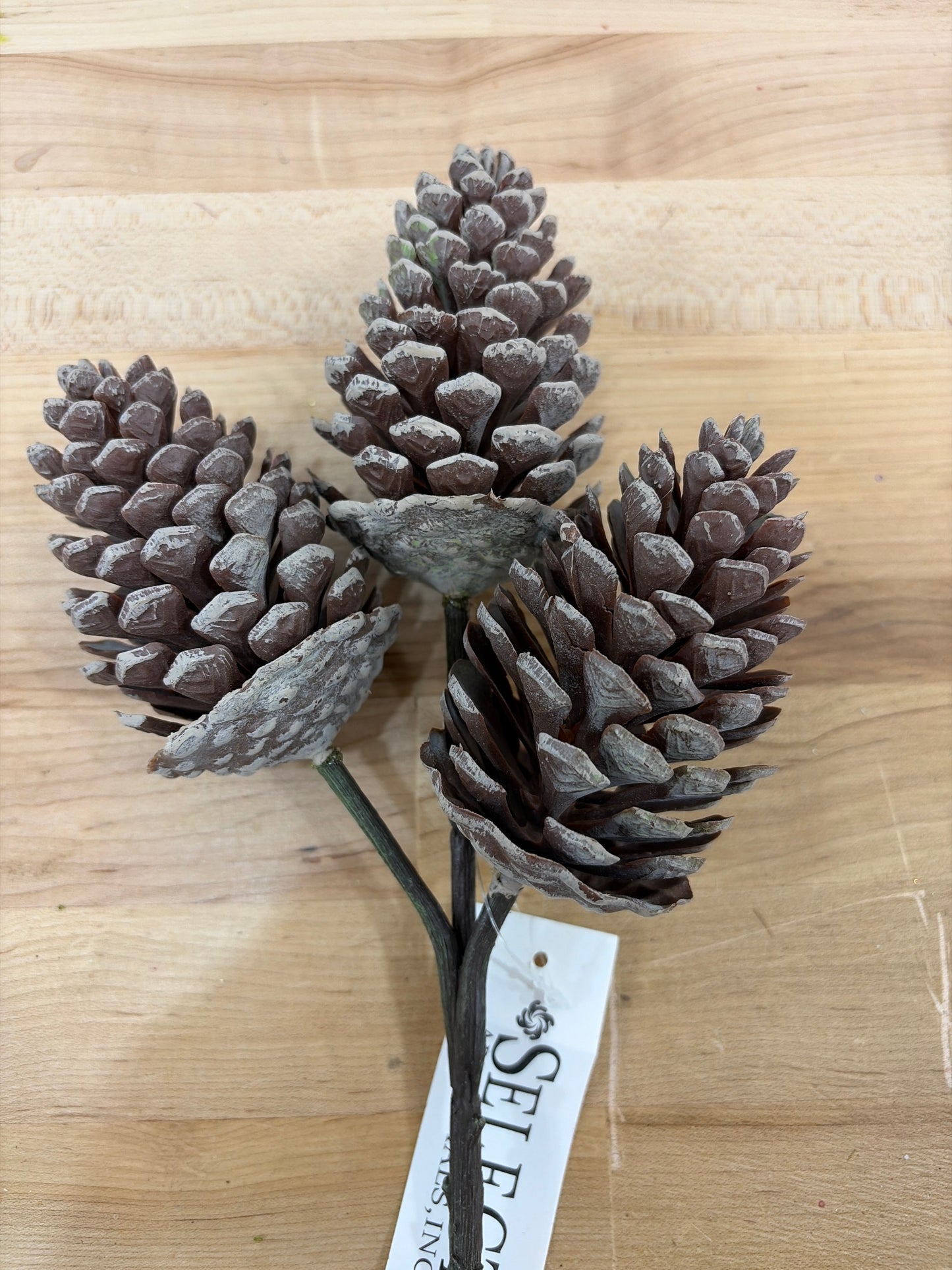 10in Washed PE Pinecone Pick x3 - Premium Greenery for Wreaths, Arrangements and Home Decor