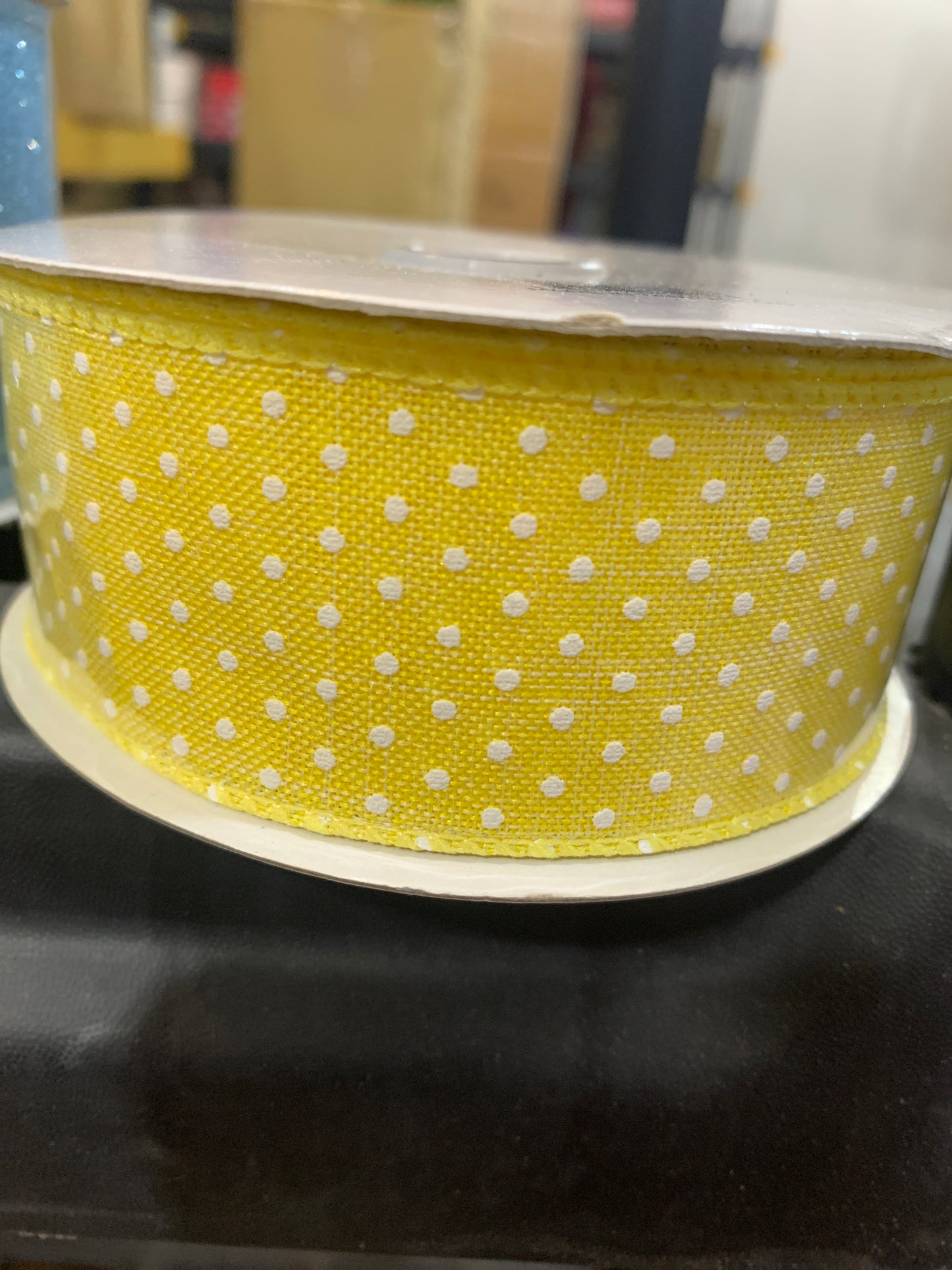 1.5inx10yd Raised Swiss Dot YELLOW/WHITE