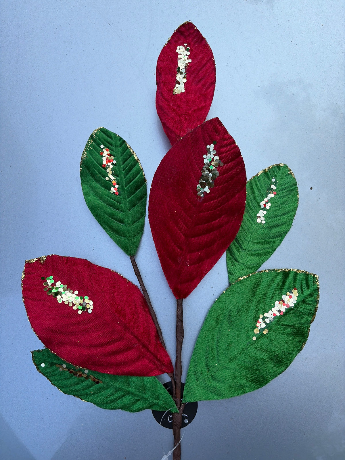 26in Rd/Gr/Go Velvet Sequin Magnolia Leaf - Premium Florals for Wreaths, Arrangements and Home Decor (Copy) David Christopher