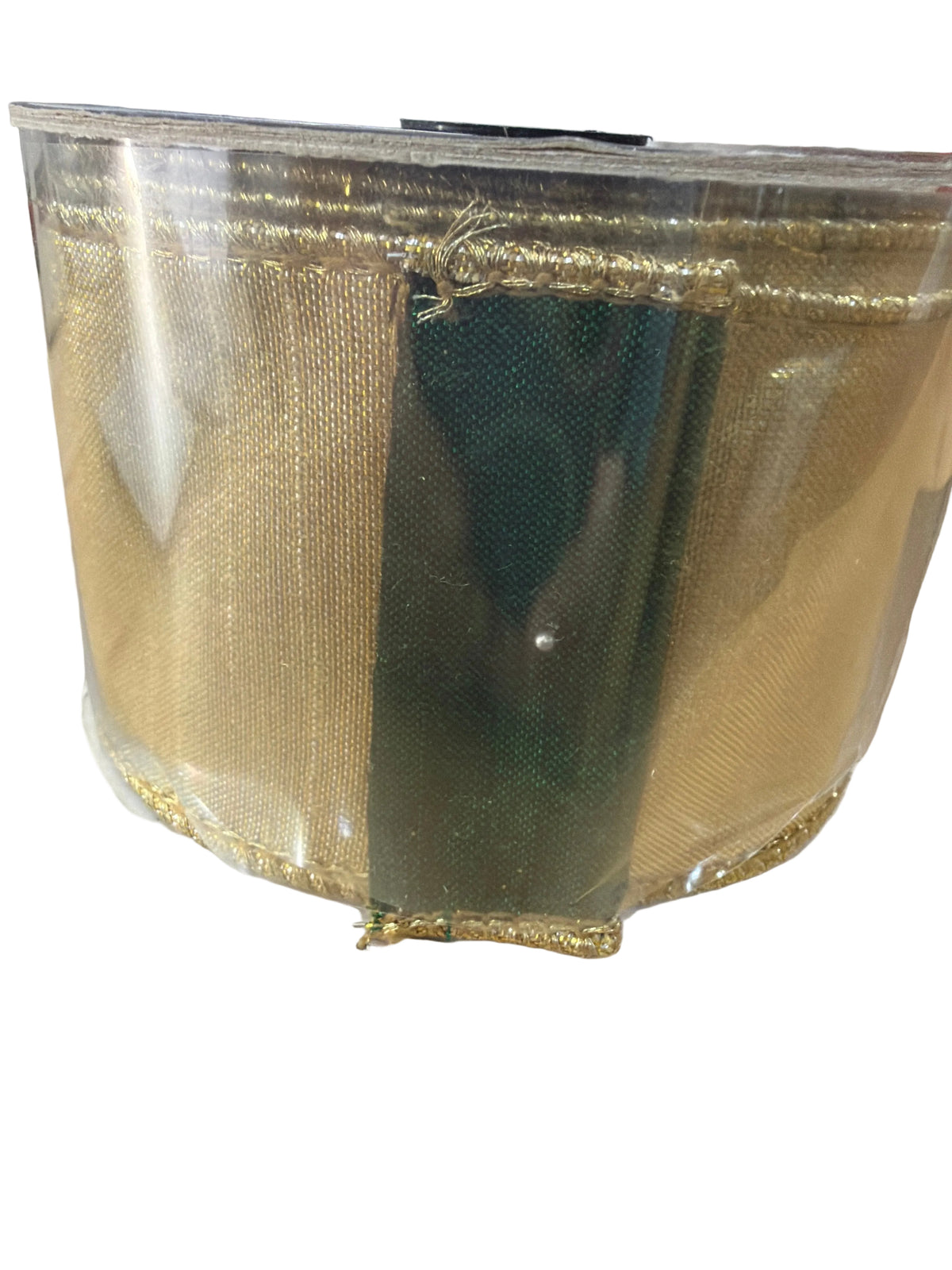 2.5inx10yd Gold w/Emerald Back Textured Metallic Designer Ribbon Farrisilk