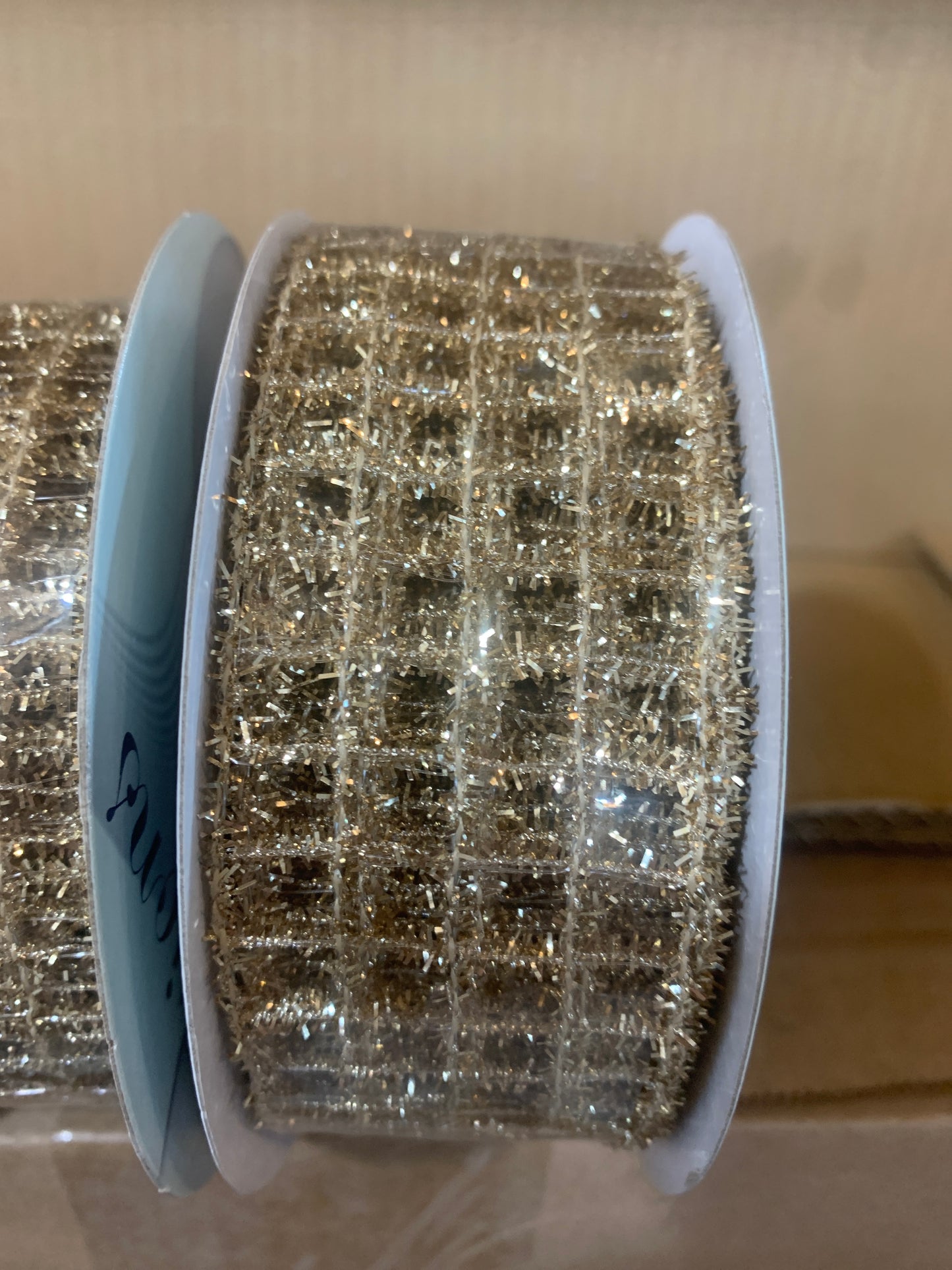 1.5inx10yd Metallic Mesh CHAMPAGNE