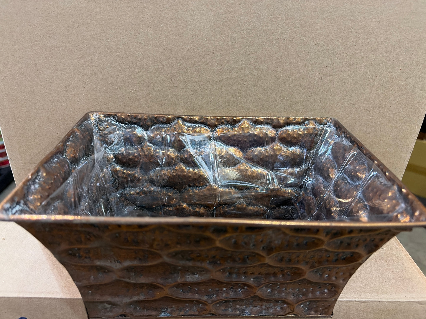 8.5x6in Rectangle Earth Mosaic Brass Container