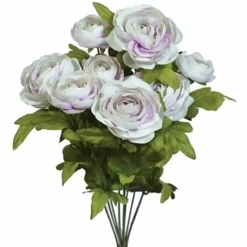 18in Ranunculus Bush x9 GREEN/PURPLE