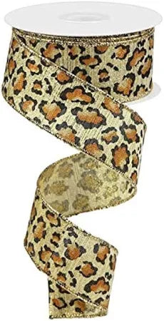 1.5inx10yd Metallic GOLD Animal Print Ribbon