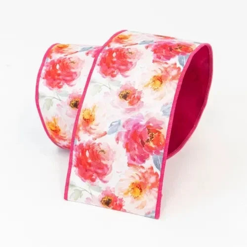 4inx10yd Pastel Peonies