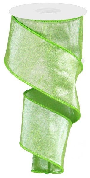 2.5inx10yd Metallic Dupioni SILVERY LIME Ribbon