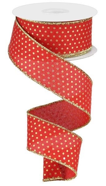 1.5 inch Royal Swiss Dots Red/Gold