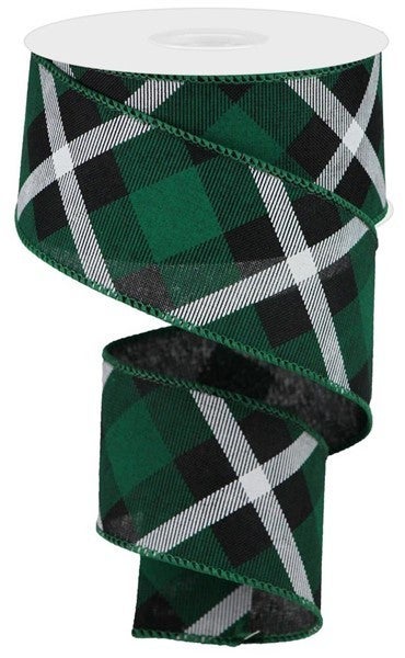 2.5 inch GREEN/BLK/WHT Plaid