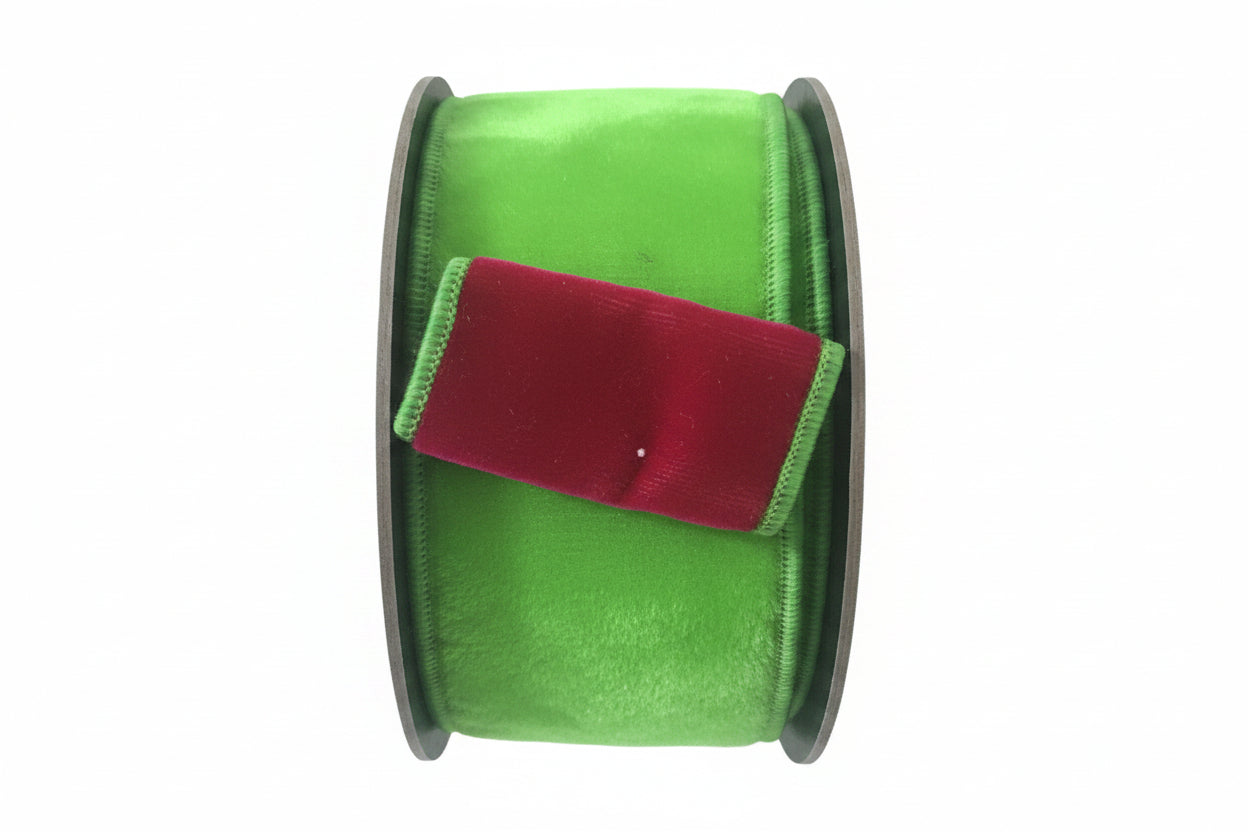 5YD 2.5in DS Velvet GREEN/HOT PINK DStevens