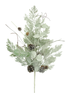31in Frosted Euc Pinecone Twig Cedar Spray