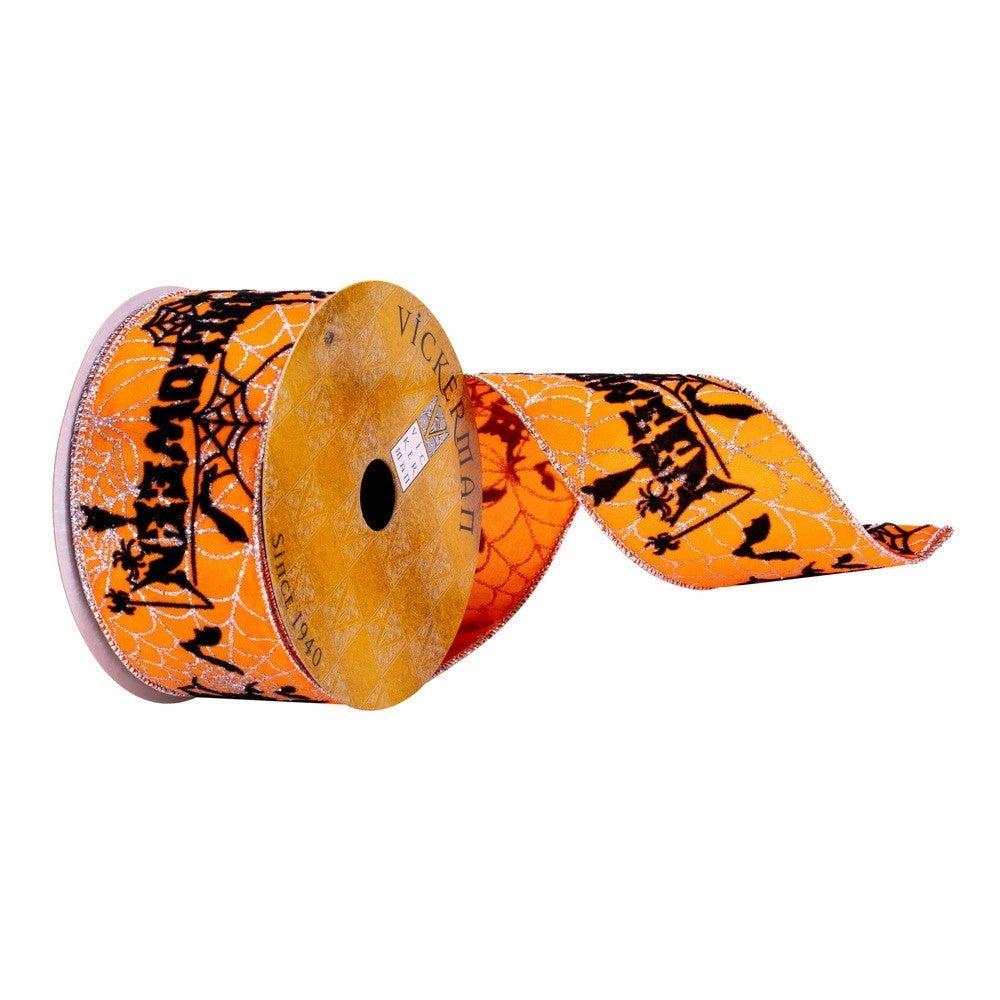 2.5inx10yd HALLOWEEN w/Silver Webs ooo