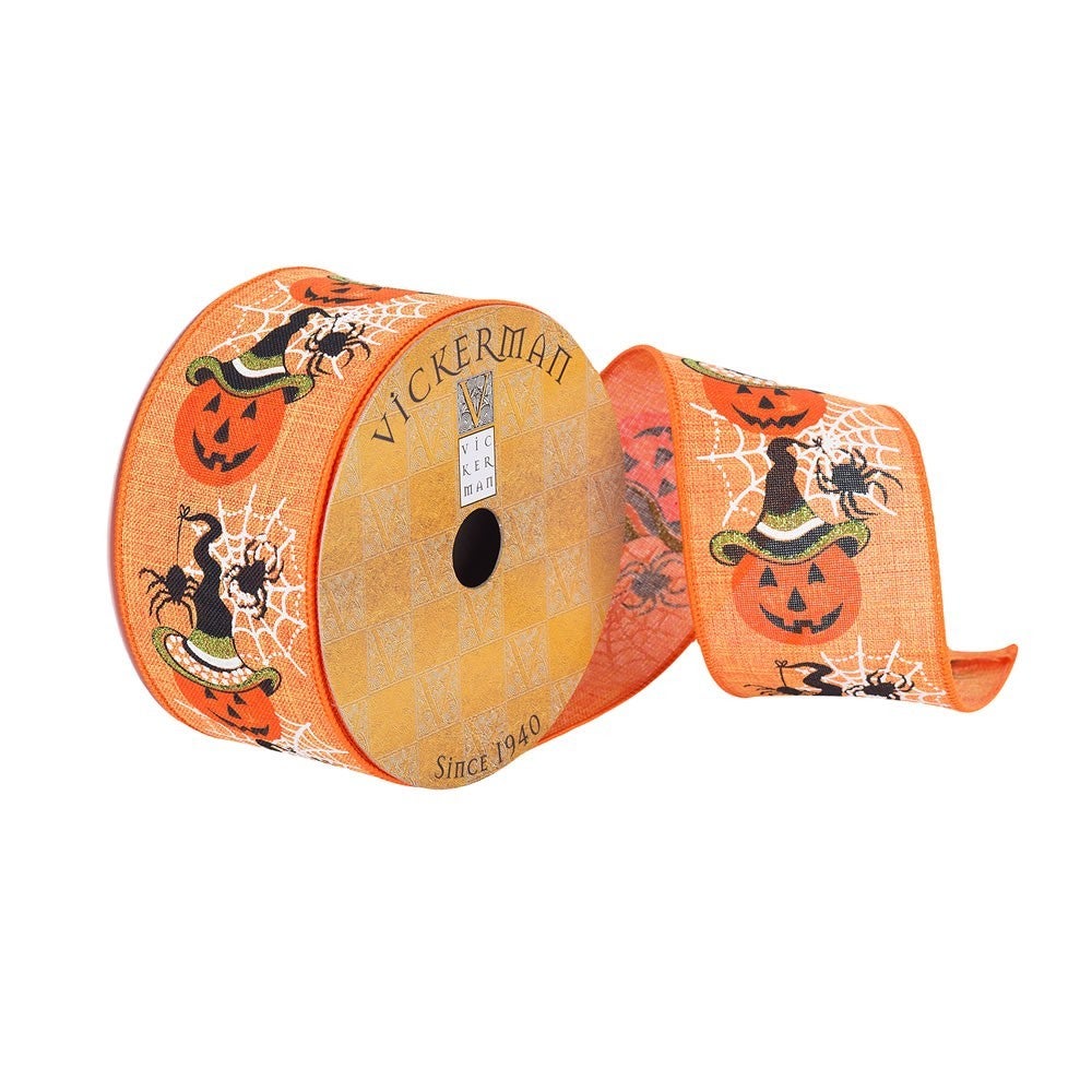 2.5inx10yd Jack-o-lantern Spider Dupion ooo