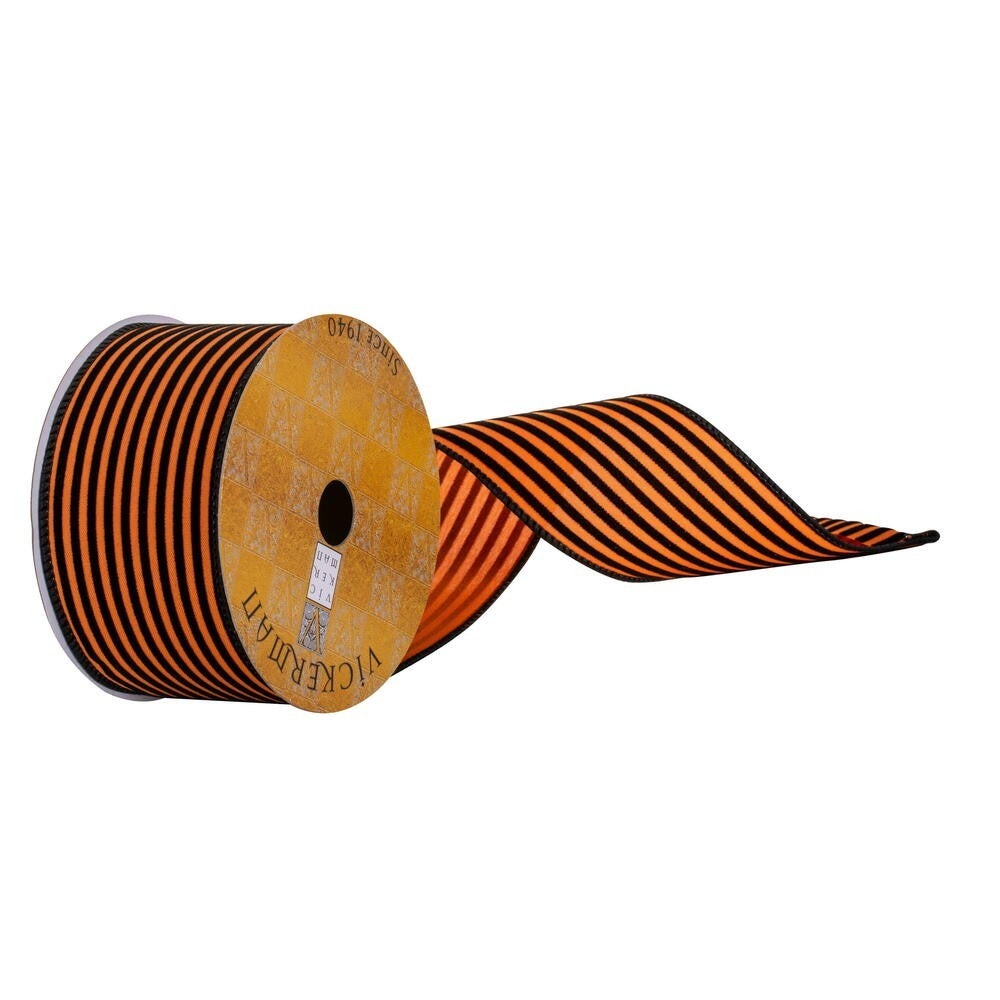 2.5inx10yd BLACK Velvet ORANGE Thin Stripe ooo