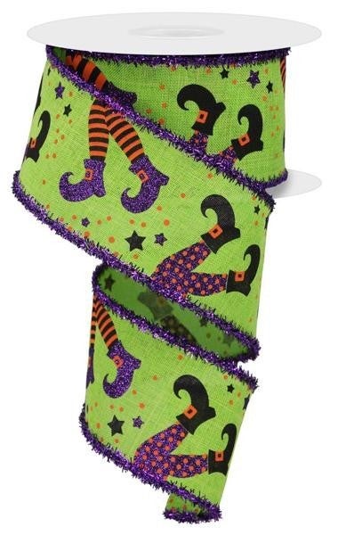 2.5inx10yd Witch Legs on GREEN ooo