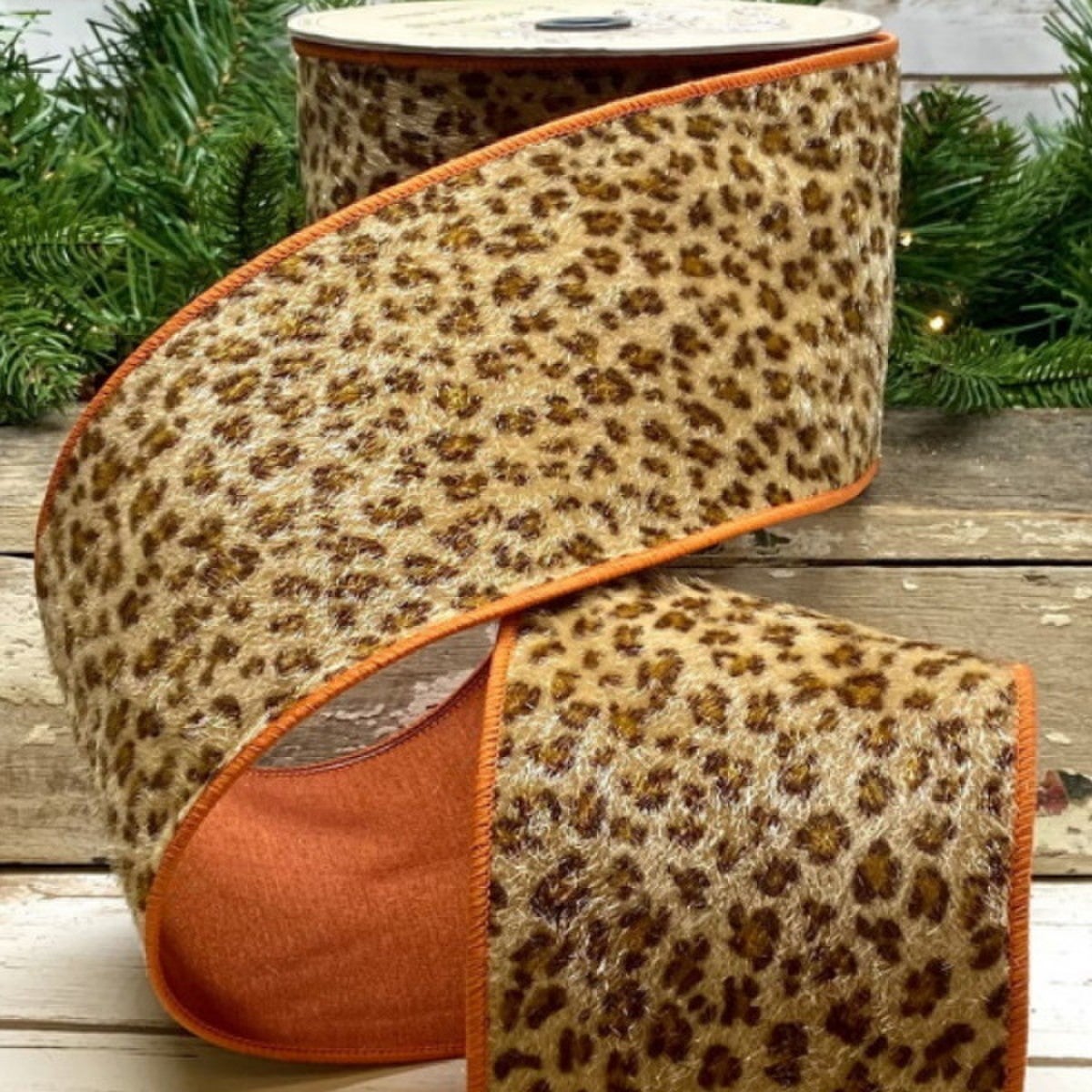 4in Faux Horsehair Animal Print TAN/PERSIMMON