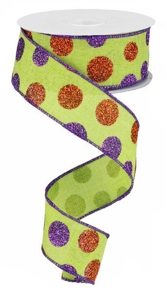 1.5 inch Glitter Dots on ROYAL GREEN