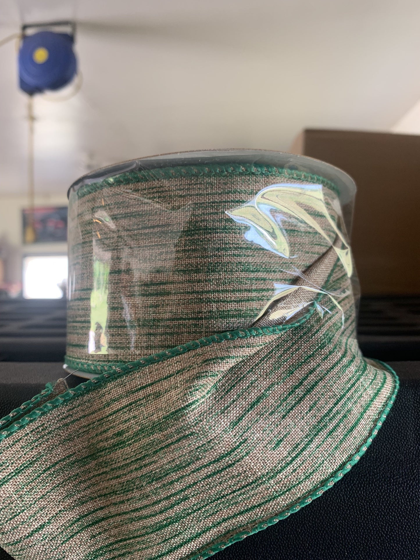 2.5 inch Woven Dupioni GREEN/NAT