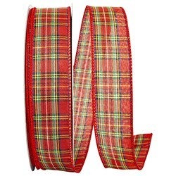 50YDx1.5in Traditional Plaid RED/GREEN Ribbon 101 Reliant