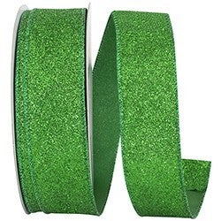 1.5 inch X 25 yard Glitter Metallic Shine-Back EMERALD Ribbon Reliant