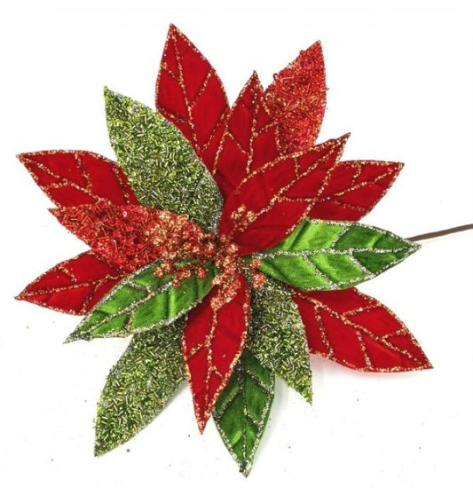 12in Glitter Poinsettia MARK ROBERTS