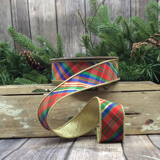 1.5inx10yd Diagonal Plaid Dupion Dstevens Ribbon