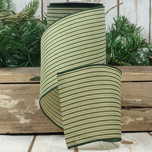 4inx10yd Linen Dash Line GREEN/NATURAL