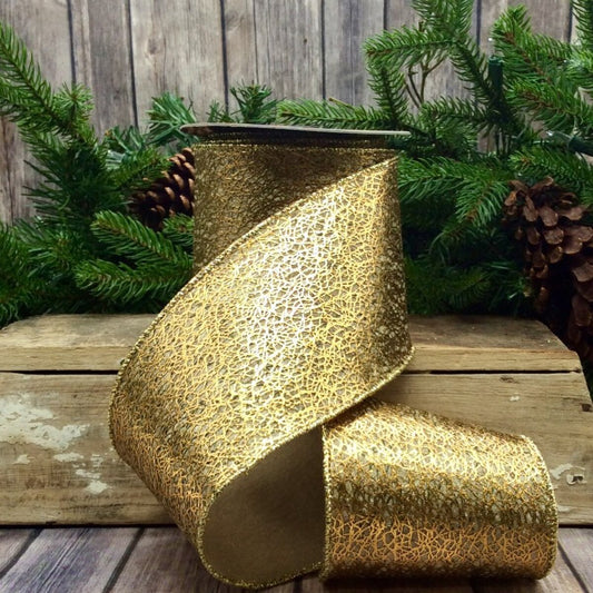 4inx10yd Gold Rayon Webbing Ribbon