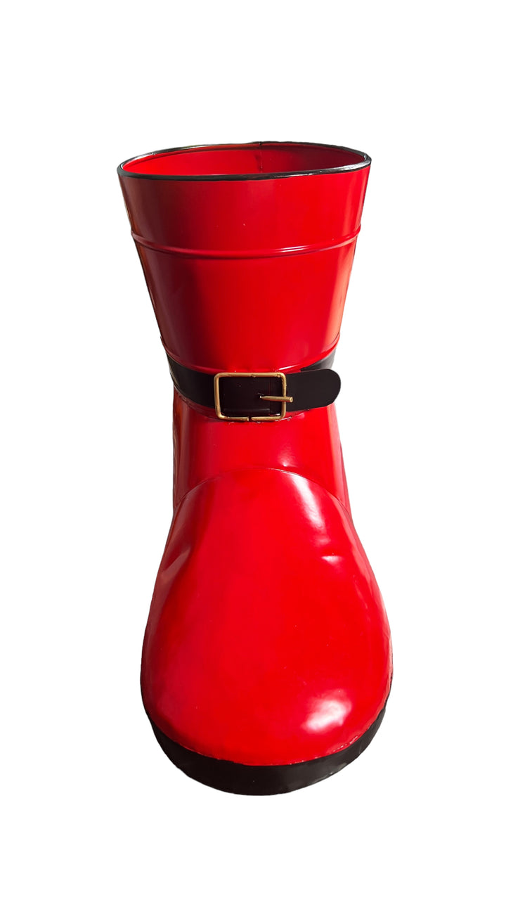 Santa's Metal Snowboot RED