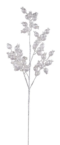 31in White Pearl Pomegranate Spray | Artificial Holiday Floral Stem Craig Bachman