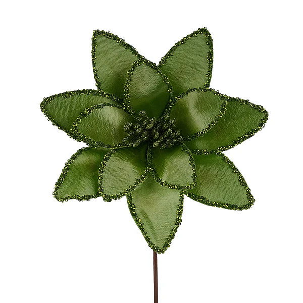 8in dia Satin/Glitter Green Poinsettia - Premium Greenery for Wreaths, Arrangements and Home Decor Craig Bachman