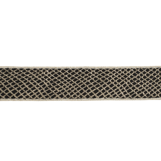 2.5inx10yd Black/Champagne Harlequin Ribbon Brian Lane Designs