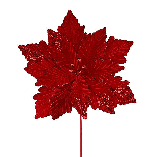 19in Dia Deluxe Velvet Red Poinsettia Bloom - Premium Greenery for Wreaths and Home Decor (Copy) K&K