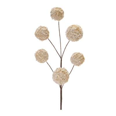 19in Sugared Oatmeal Puff Ball Spray - Premium Attachment for Wreaths, Arrangements and Home Decor Melrose