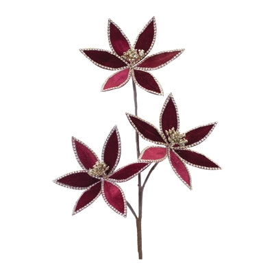 23in Red Triple Velvet Poinsettia - Premium Greenery for Wreaths and Home Decor Regency