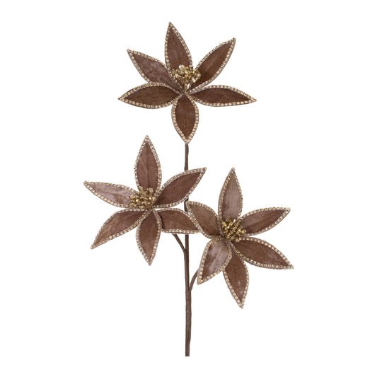 23in Brown Triple Velvet Poinsettia - Premium Greenery for Wreaths and Home Decor Melrose