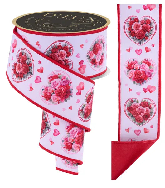 2.5inx10yd Valentine Heart D'Lux Ribbon