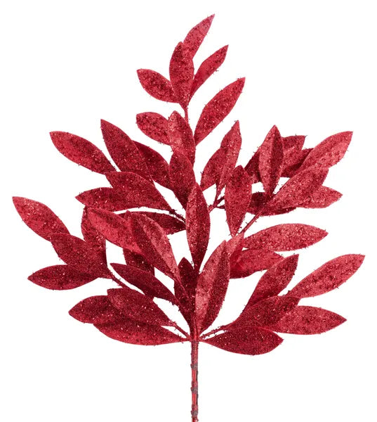 23in Glitter Bay Leaf RED