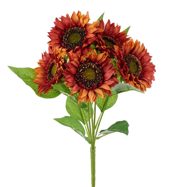 17in Two-Tone Velvet Sunflower Bush x5