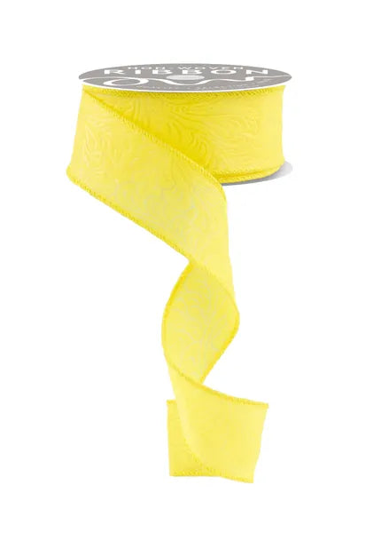 1.5inx10yd Yellow Floral & Leaves