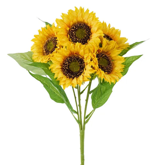 17in Yellow Velvet Sunflower Bush x5