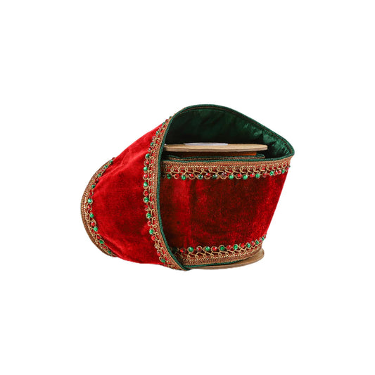 5YD 4in Velvet Jewel Trim RED